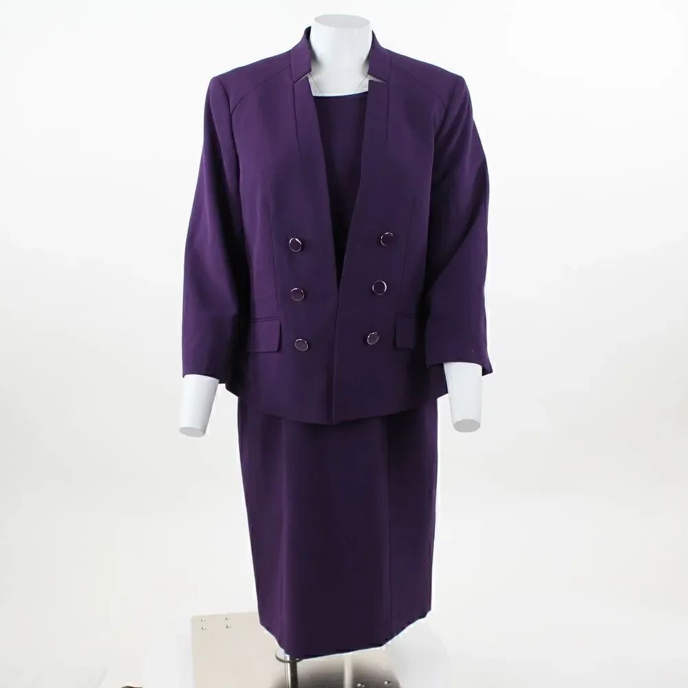 Le Suit Stand-Collar Dress Suit Plum 12